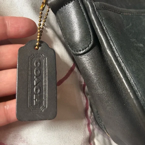 Coach Black Leather Shoulder Bag with Gold Accents - Picture 9 of 13